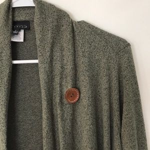 Bobeau One Button Fleece Wrap Cardigan